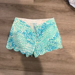 Lilly Pulitzer Turquoise and White High Waist Shorts